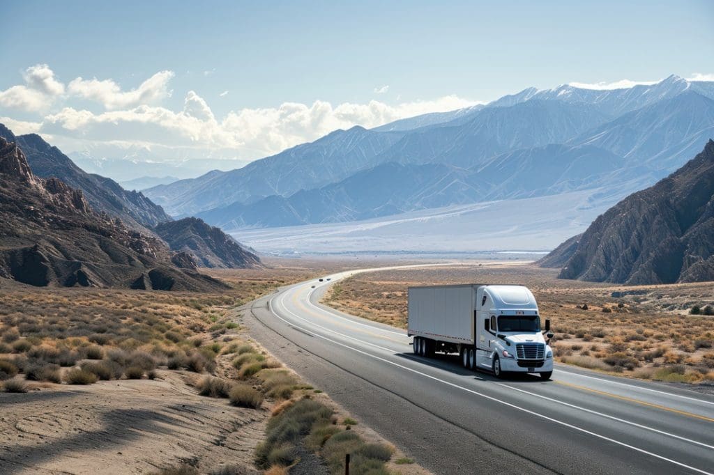 a truck driving on a road